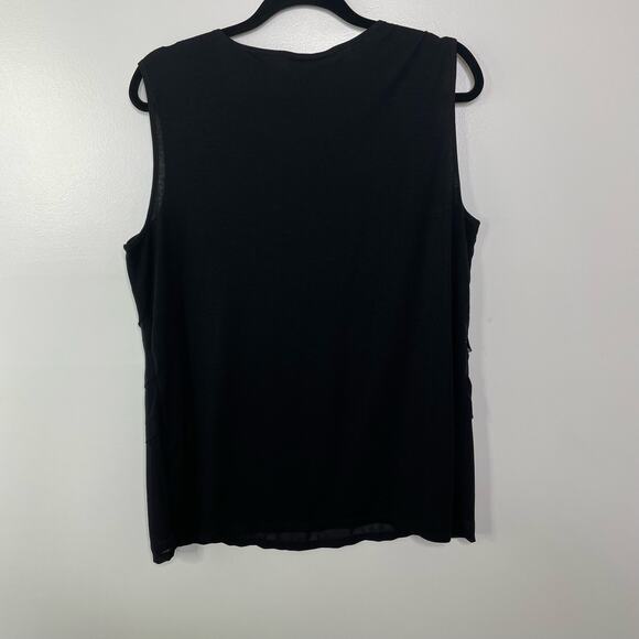 Christopher & Banks Tank Top Assymetrical Tiered Pullover Ruffle Womens Black L - Picture 6 of 8